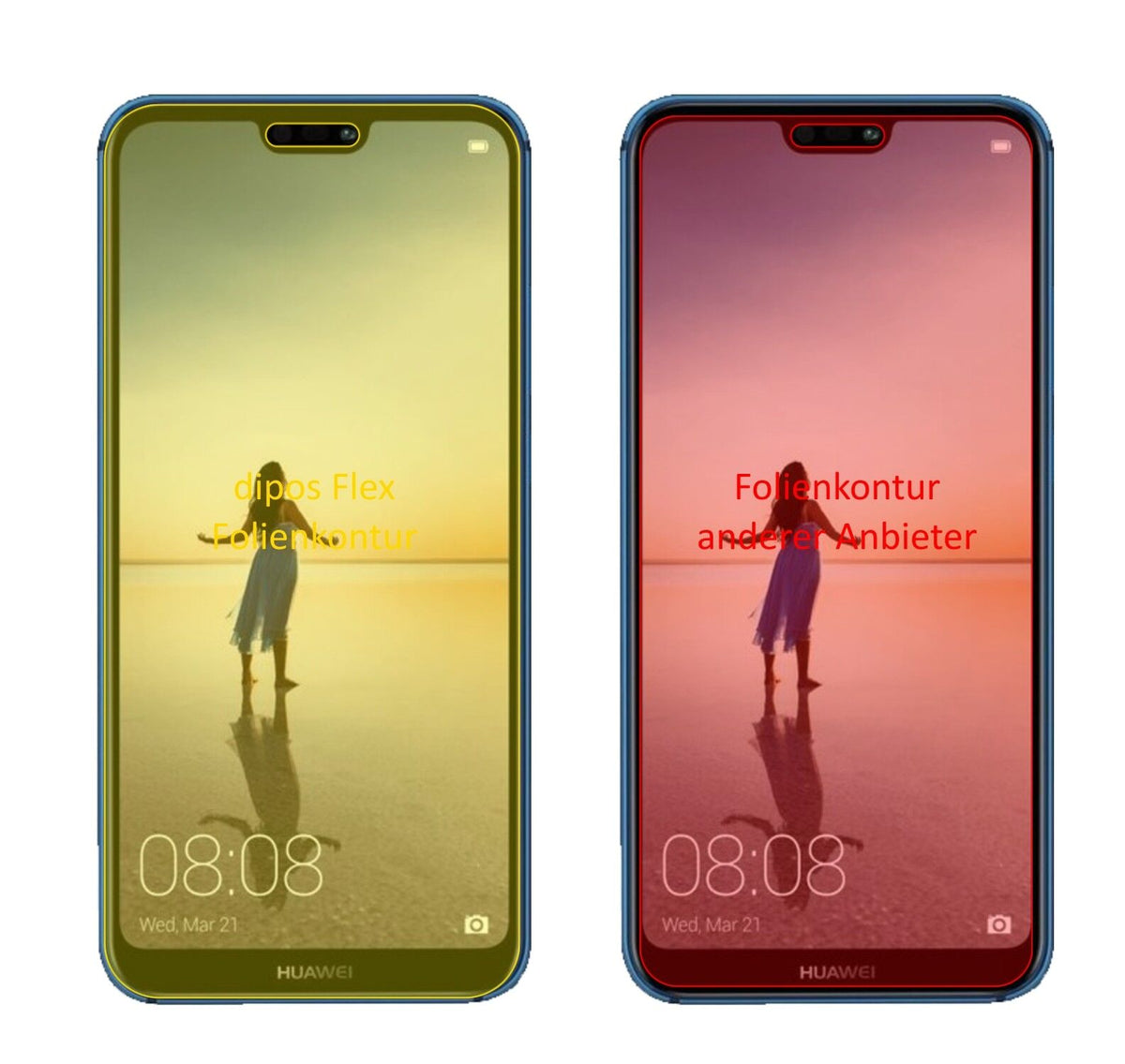 2x 3D Full Cover Schutzfolie für Huawei P20 Lite