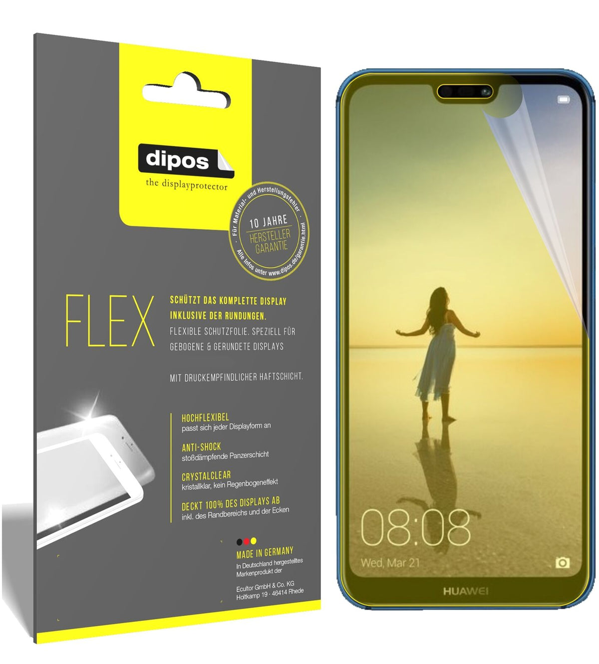 2x 3D Full Cover Schutzfolie für Huawei P20 Lite