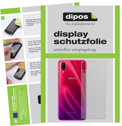 VivoX23 Rückseite mit aufgebrachter dipos Displayschutzfolie, die lästige Fingerabdrücke minimiert