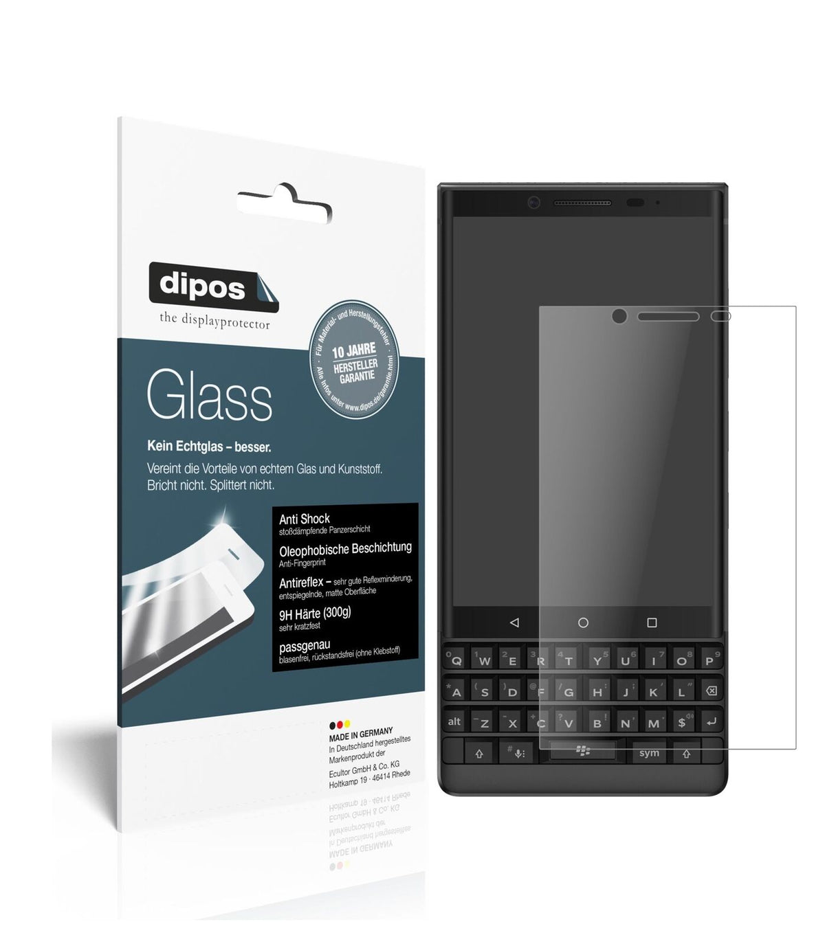 1x 9H Schutzfolie matt für Blackberry Key 2 Panzerfolie