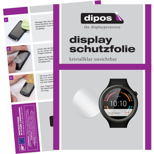 Klare Displayschutzfolie von dipos passend für Moto 360 Sport Motorola, präziser Zuschnitt und blasenfrei montiert