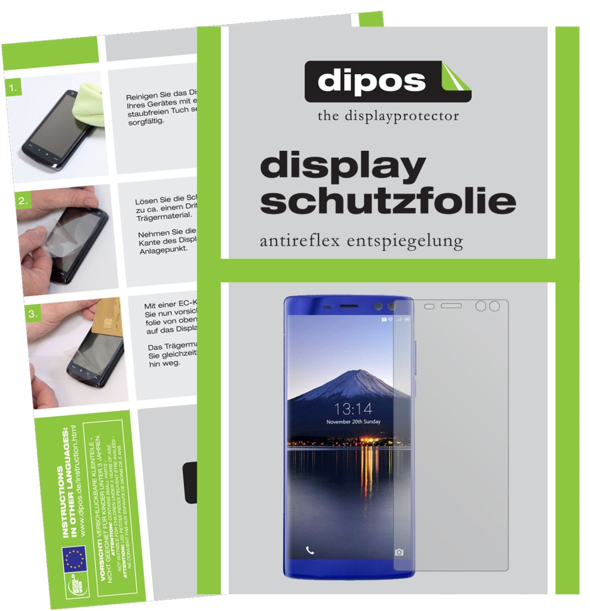 DoogeeBL12000 mit aufgebrachter dipos Displayschutzfolie, die lästige Fingerabdrücke minimiert