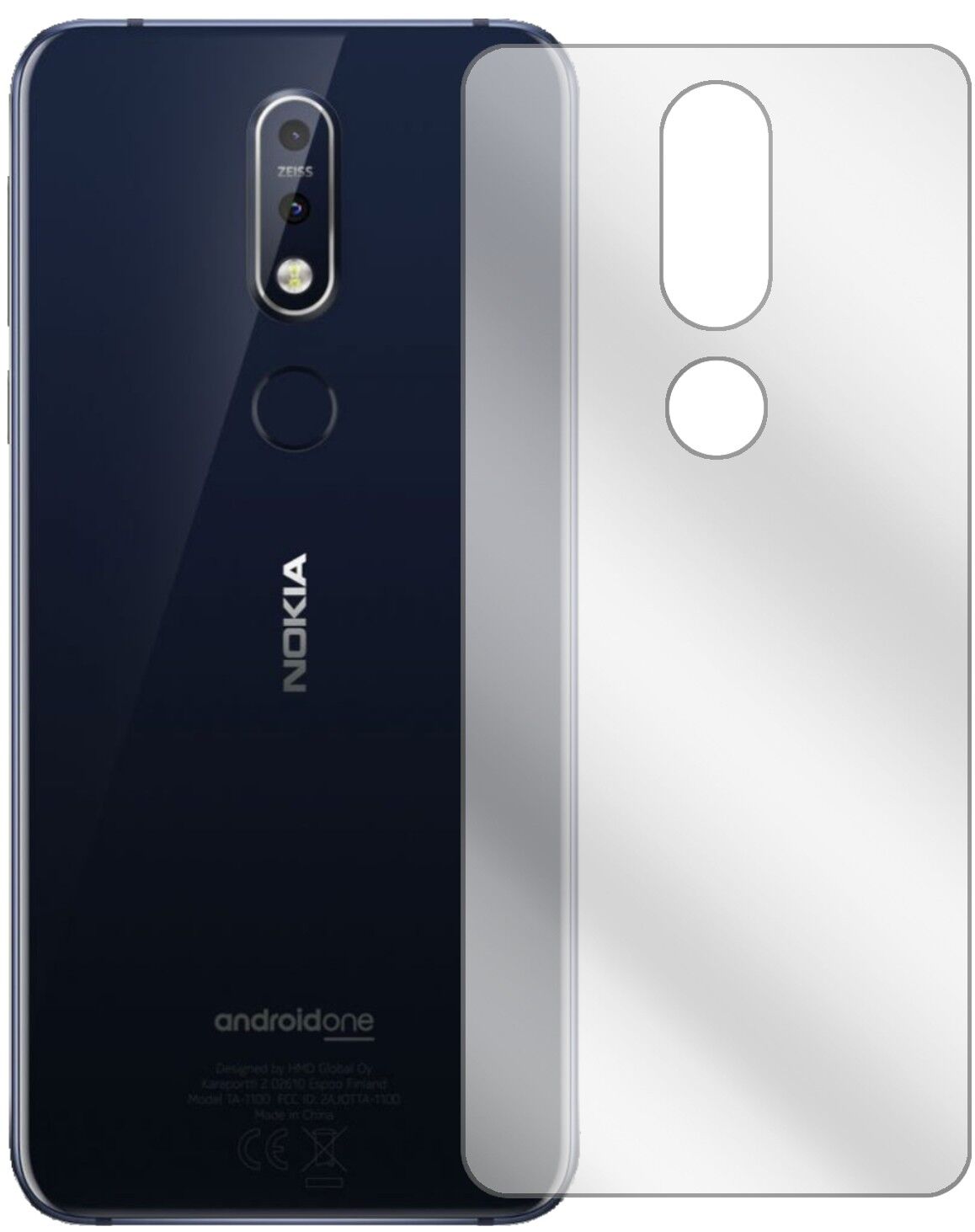 Klare Displayschutzfolie von dipos passend für Nokia 7.1 Rückseite, präziser Zuschnitt und blasenfrei montiert