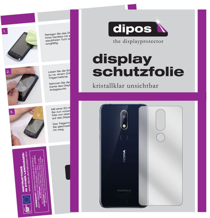 Nokia7.1 Rückseite mit aufgebrachter dipos Displayschutzfolie, glasklare Darstellung ohne Einschränkungen