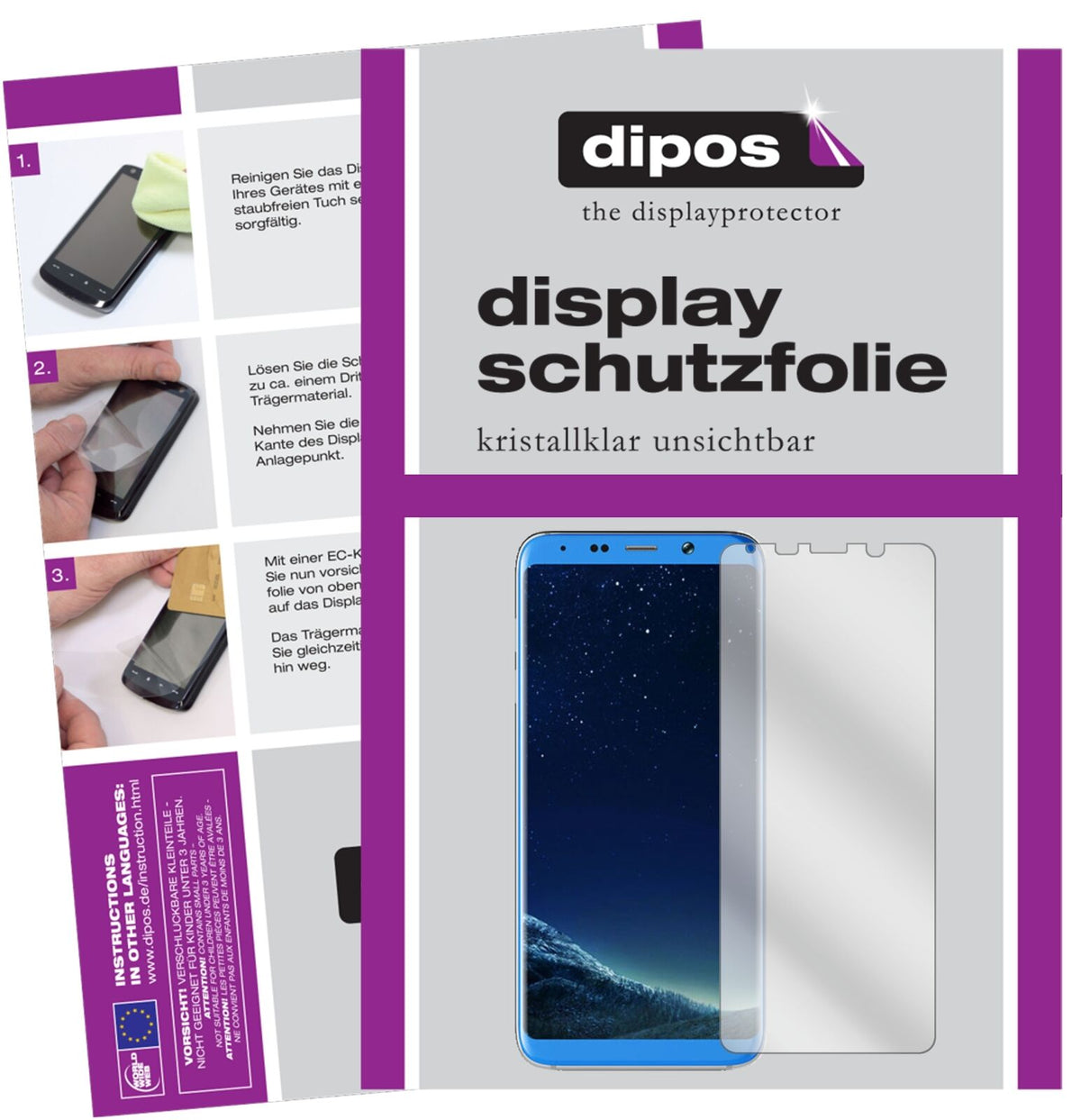 BlubooS8+ mit aufgebrachter dipos Displayschutzfolie, glasklare Darstellung ohne Einschränkungen