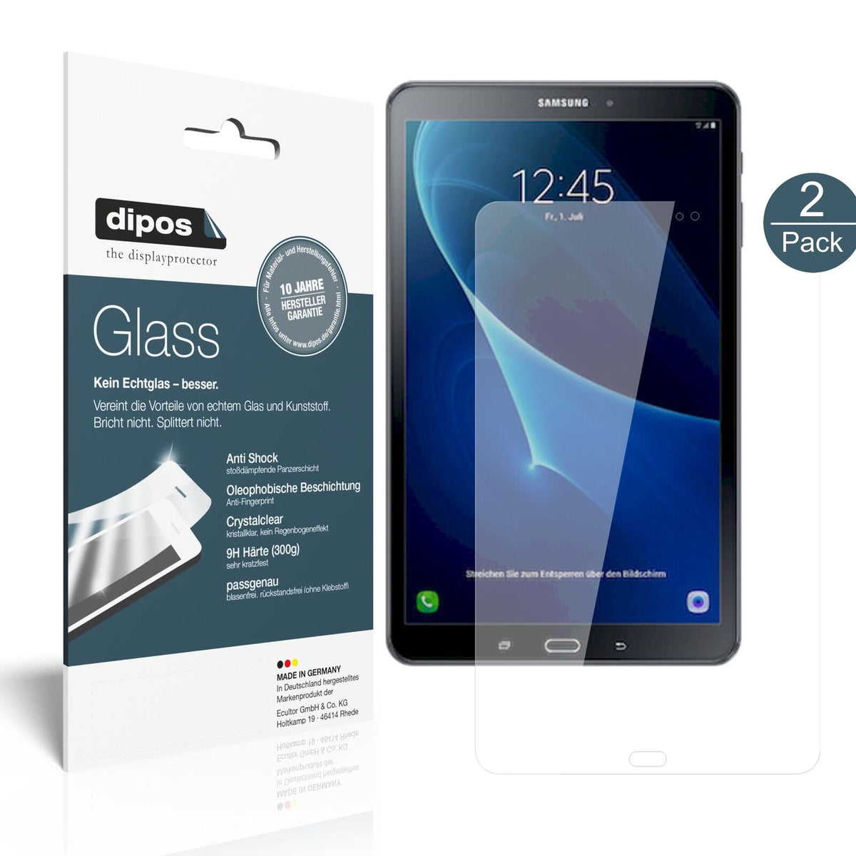 1x 9H Schutzfolie für Samsung Galaxy Tab A 10.1 (2016) Panzerfolie