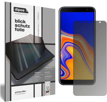 SamsungGalaxy J4 Plus (2018) mit aufgebrachtem dipos Displayschutz, der seitliche Einblicke blockiert