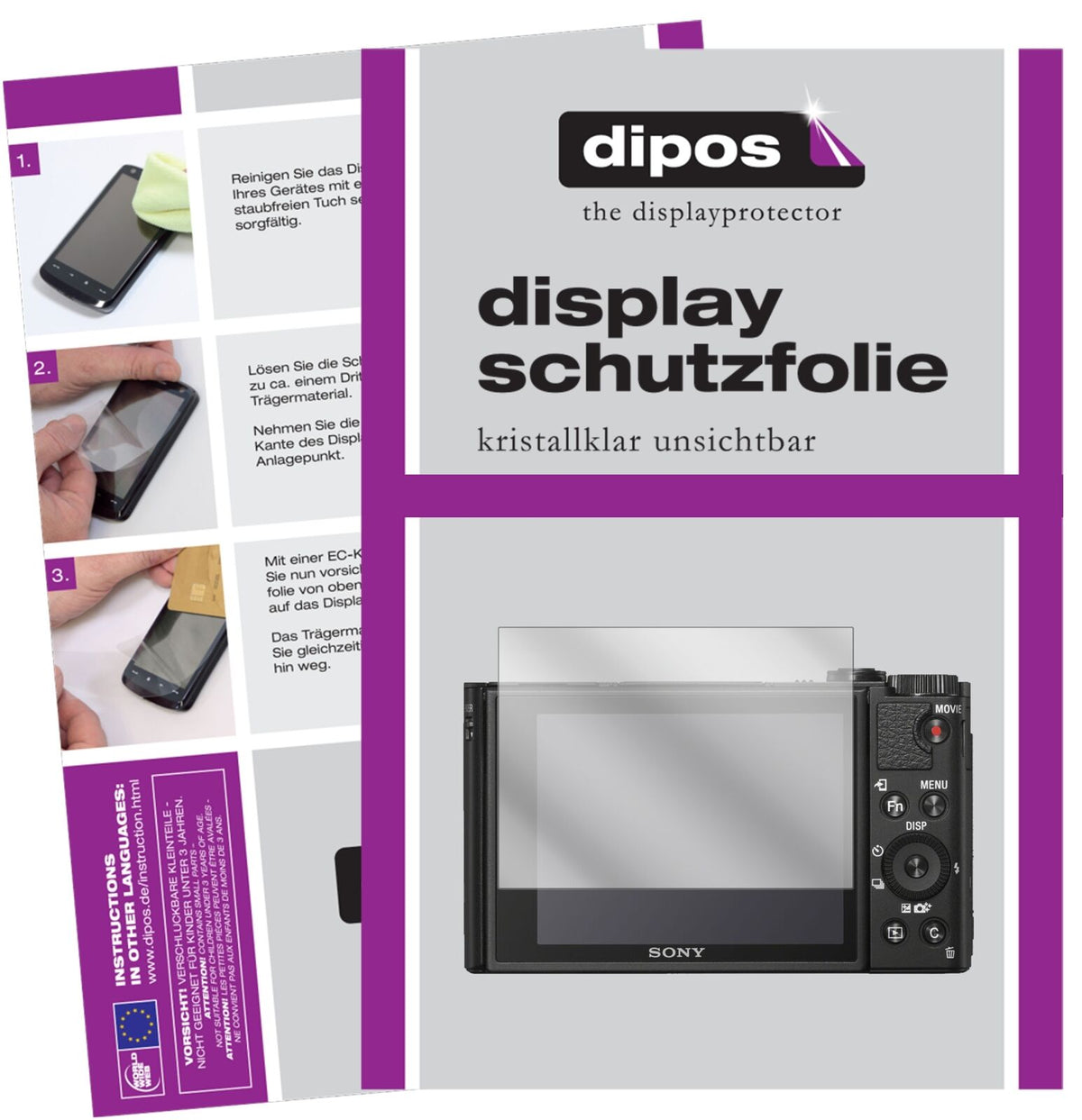 5x Schutzfolie klar für Sony DSC-HX99 Display-Schutzfolie