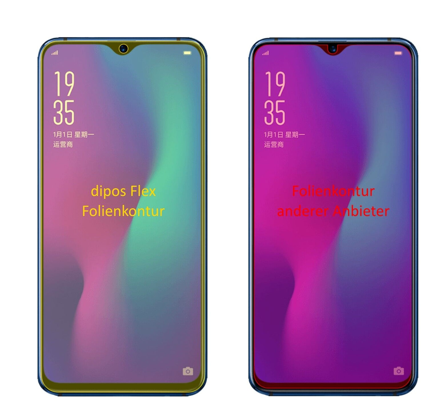 Klare Displayschutzfolie von dipos passend für Oppo R17 Pro, 100% Displayabdeckung und blasenfreie Montage