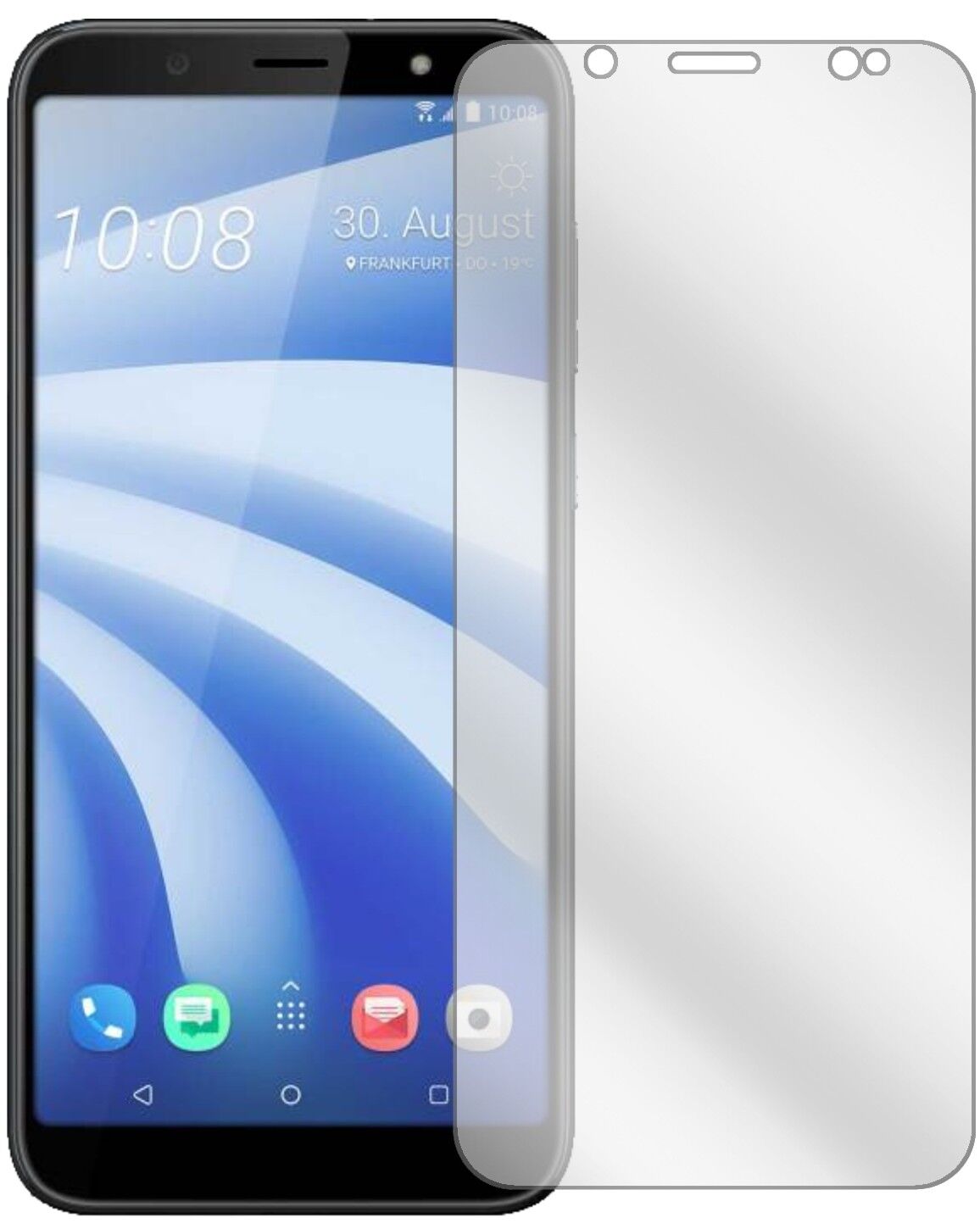 Klare Displayschutzfolie von dipos passend für HTC U12 Life, präziser Zuschnitt und blasenfrei montiert