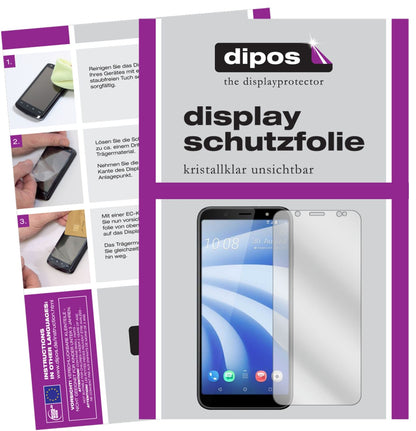 HTCU12 Life mit aufgebrachter dipos Displayschutzfolie, glasklare Darstellung ohne Einschränkungen