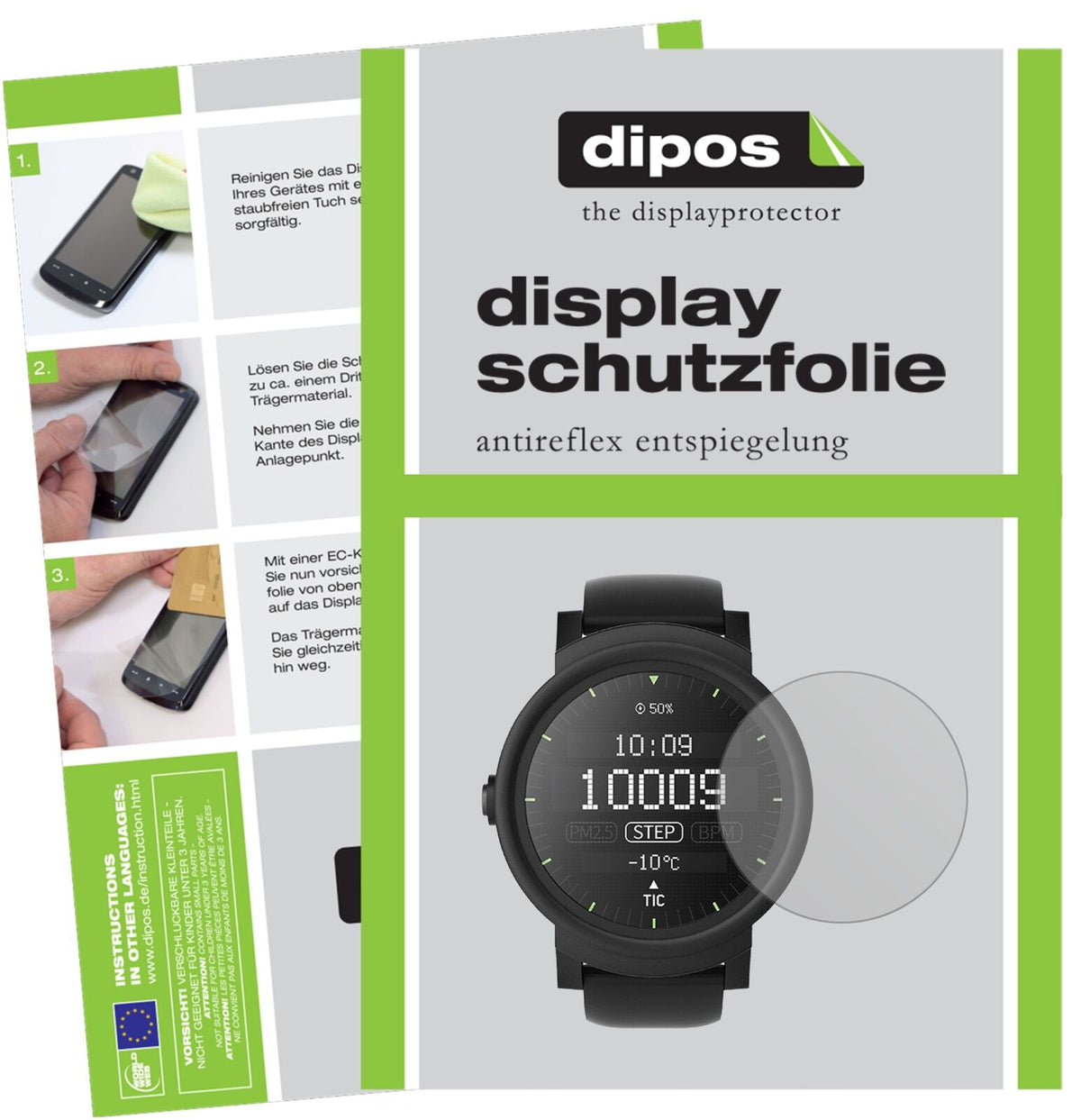 5x Schutzfolie matt für Ticwatch E Smartwatch Display-Schutzfolie