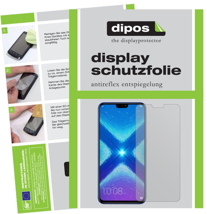 Honor8X mit aufgebrachter dipos Displayschutzfolie, die lästige Fingerabdrücke minimiert