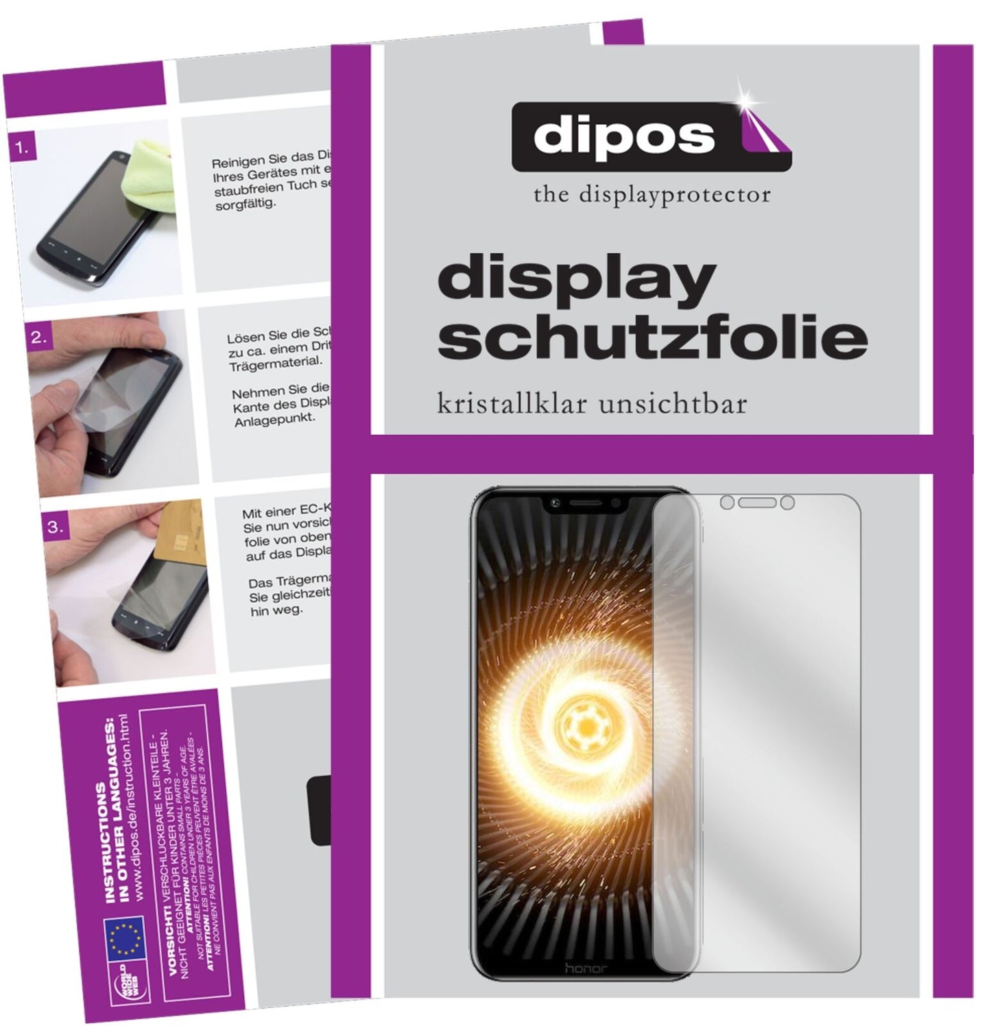 HonorPlay mit aufgebrachter dipos Displayschutzfolie, glasklare Darstellung ohne Einschränkungen