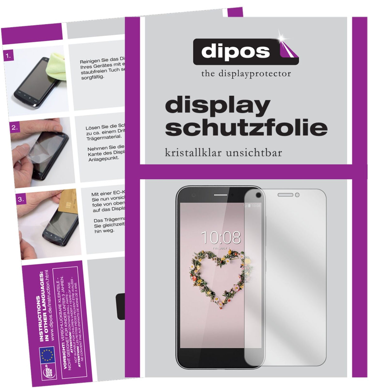 ZTEBlade A512 mit aufgebrachter dipos Displayschutzfolie, glasklare Darstellung ohne Einschränkungen