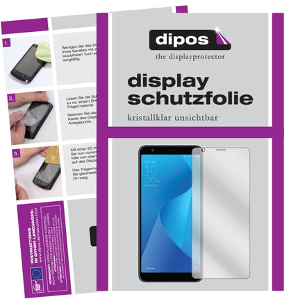 AsusZenFone Max Plus M1 (ZB570TL) mit aufgebrachter dipos Displayschutzfolie, glasklare Darstellung ohne Einschränkungen