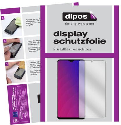 OppoF9 mit aufgebrachter dipos Displayschutzfolie, glasklare Darstellung ohne Einschränkungen