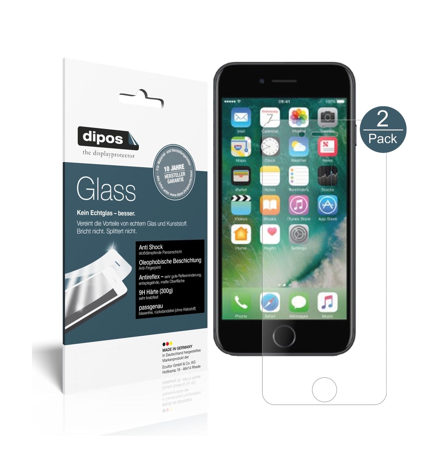 1x 9H Schutzfolie matt für Apple iPhone 8 Plus Panzerfolie