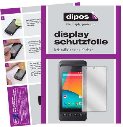UnitechPA720 mit aufgebrachter dipos Displayschutzfolie, glasklare Darstellung ohne Einschränkungen