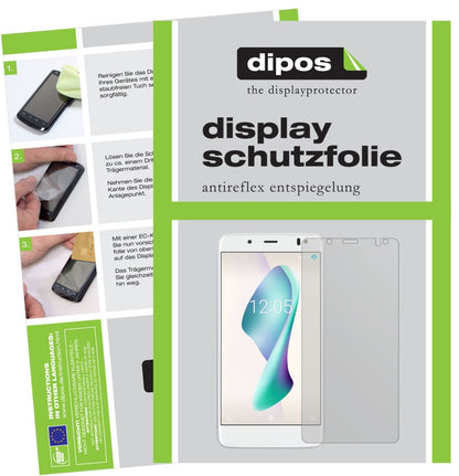 BQAquaris VS Plus mit aufgebrachter dipos Displayschutzfolie, die lästige Fingerabdrücke minimiert