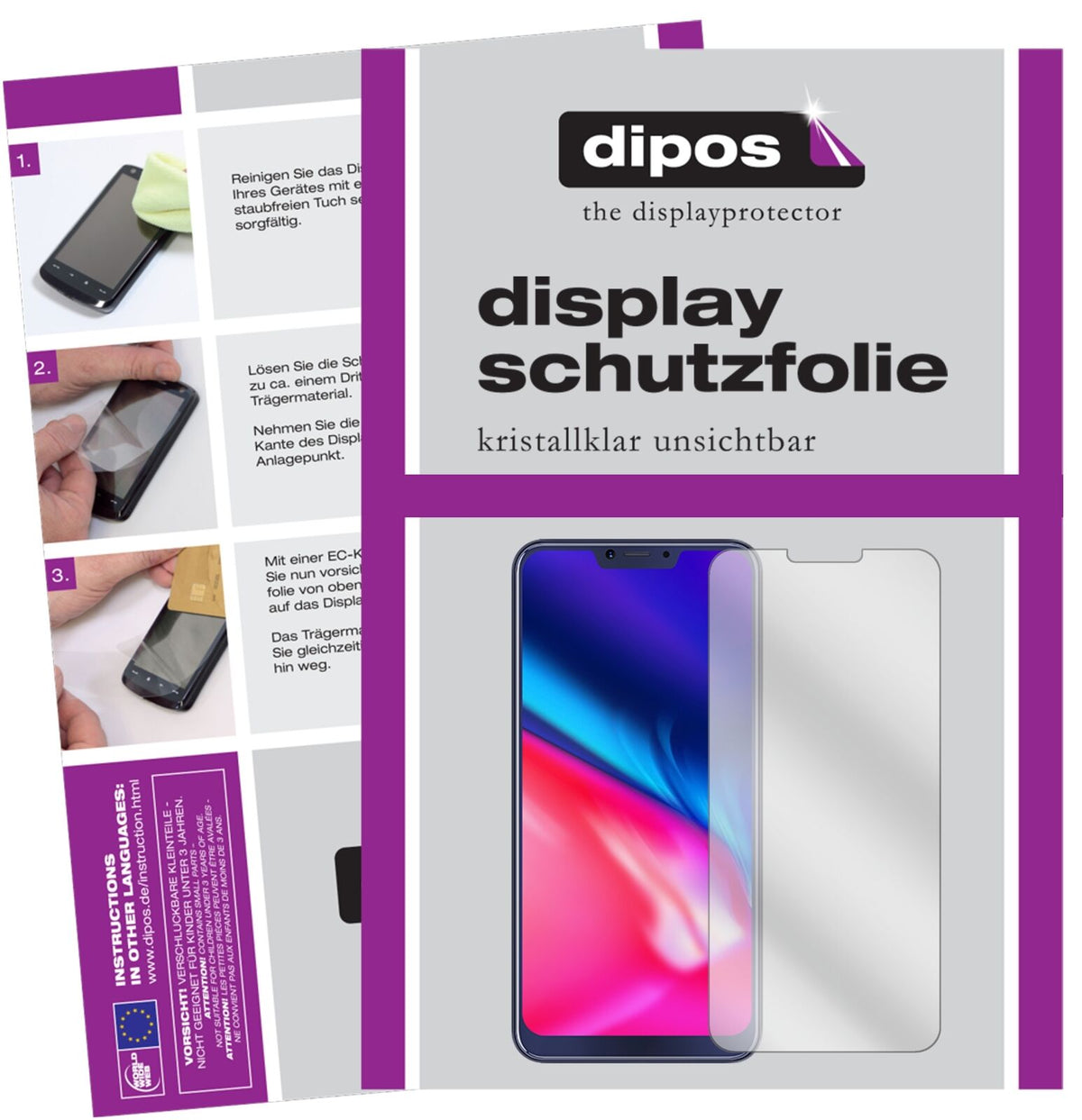 CubotP20 mit aufgebrachter dipos Displayschutzfolie, glasklare Darstellung ohne Einschränkungen
