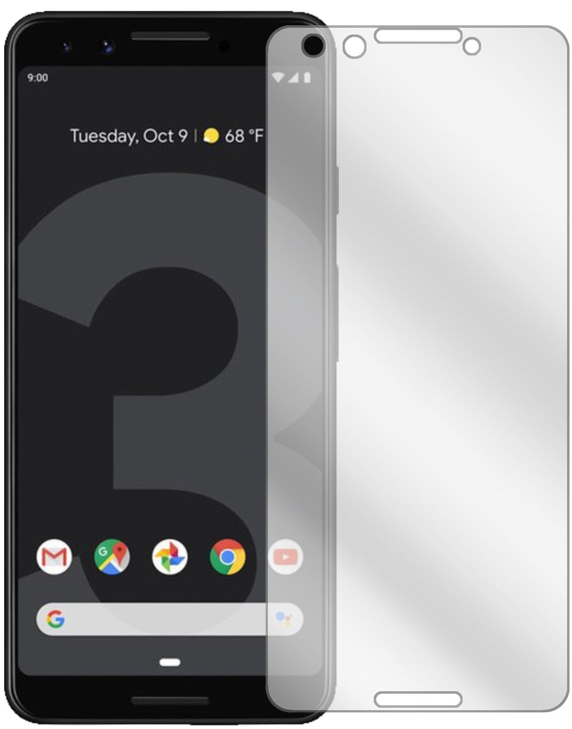 Klare Displayschutzfolie von dipos passend für Google Pixel 3, präziser Zuschnitt und blasenfrei montiert
