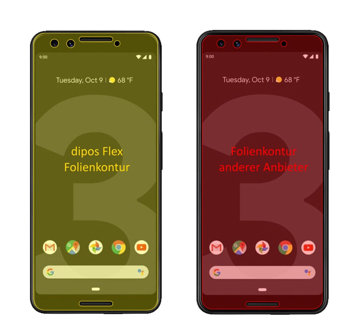 2x 3D Full Cover Schutzfolie für Google Pixel 3