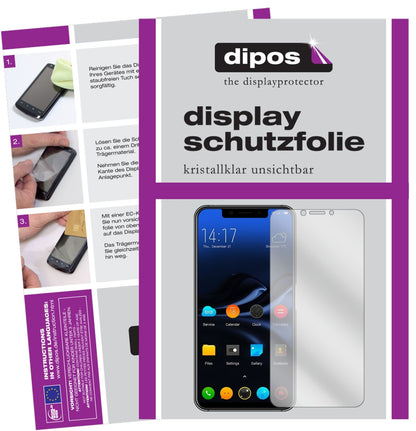 ElephoneA4 mit aufgebrachter dipos Displayschutzfolie, glasklare Darstellung ohne Einschränkungen