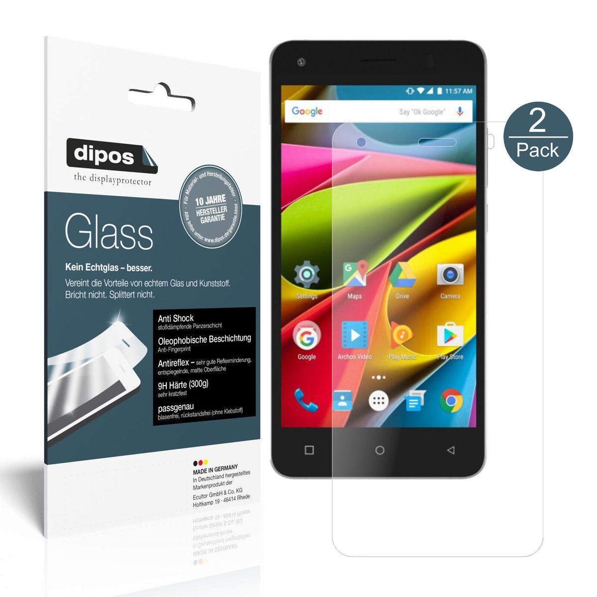1x 9H Schutzfolie matt für Archos 50b Cobalt Lite Panzerfolie