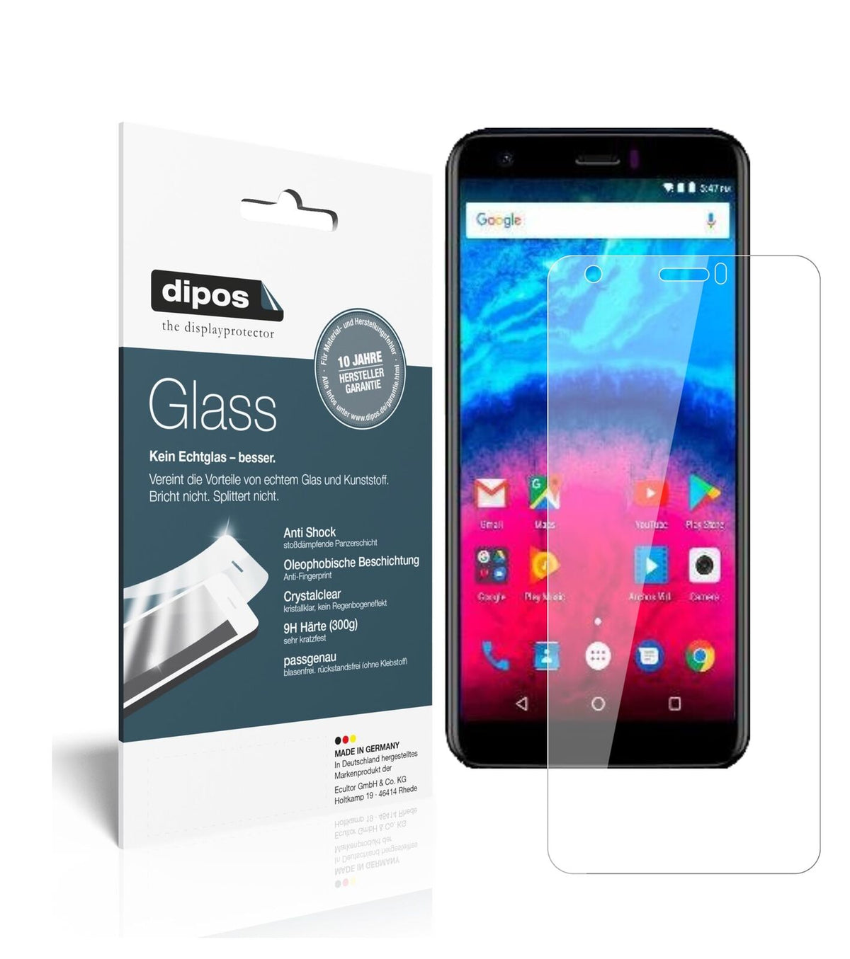 1x 9H Schutzfolie für Archos Core 55S Panzerfolie