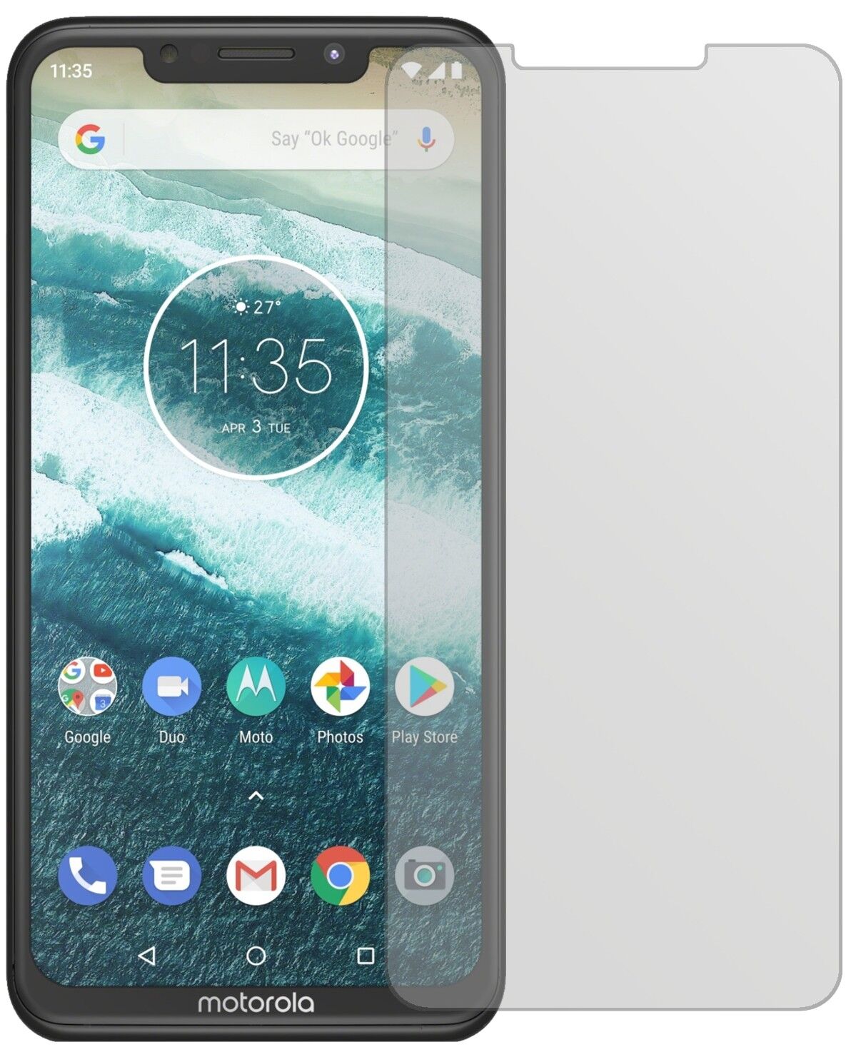 Matte Displayschutzfolie von dipos passend für Motorola One Power, präziser Zuschnitt und blasenfrei montiert
