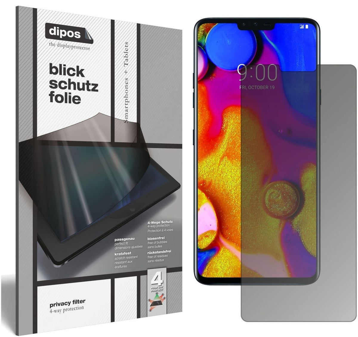 Blickschutzfolie für LG V40 ThinQ matt Schutzfolie Privacy