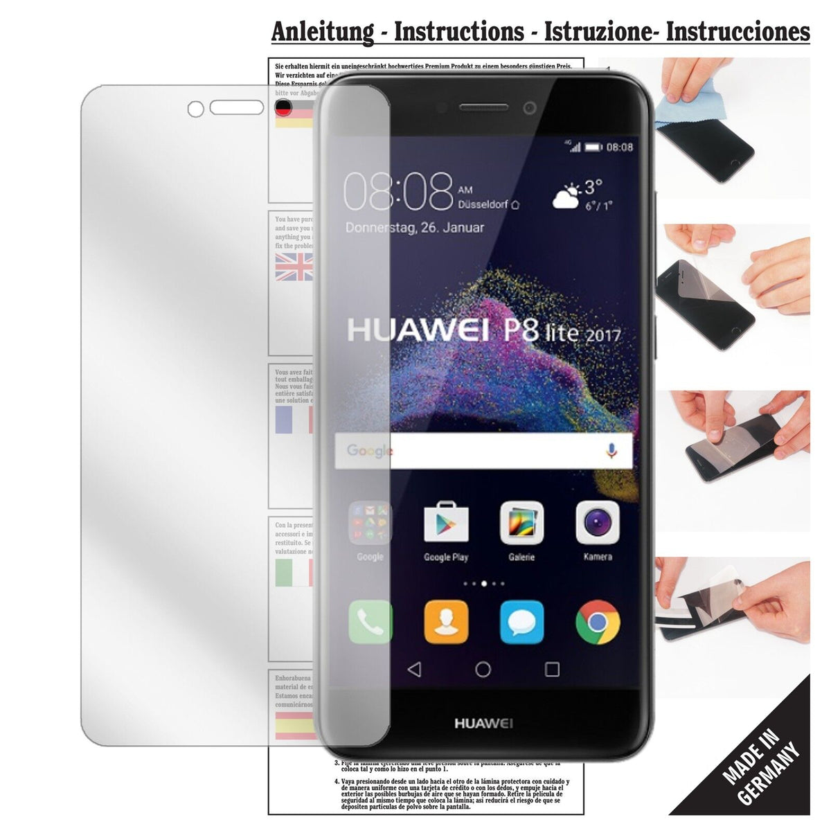 6x Schutzfolie klar für Huawei P8 Lite 2017 Display-Schutzfolie