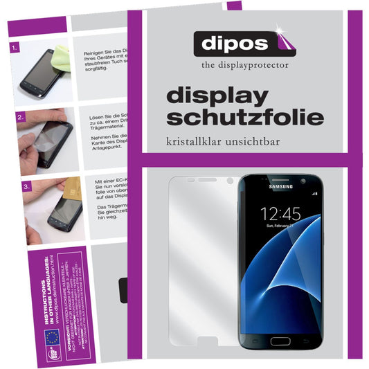 Klare Displayschutzfolie von dipos passend für Galaxy S7 Samsung, präziser Zuschnitt und blasenfrei montiert