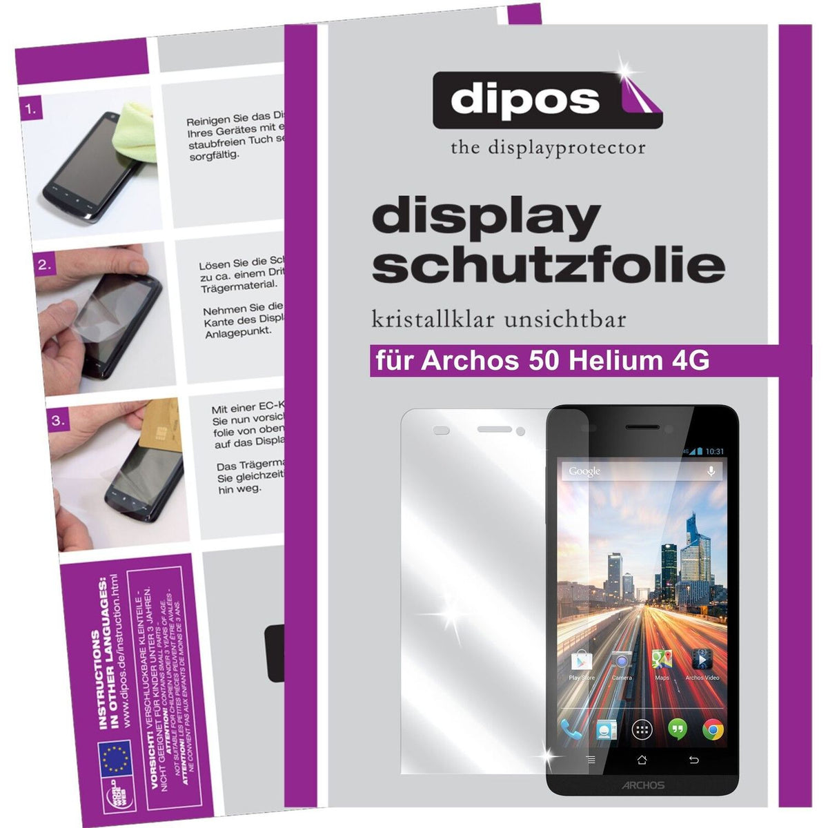 2x Schutzfolie klar für 50 Helium 4G Archos Display-Schutzfolie