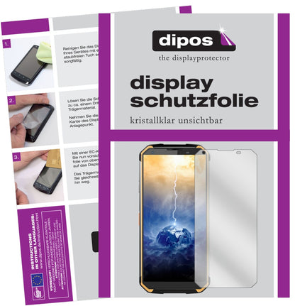BlackviewBV9500 mit aufgebrachter dipos Displayschutzfolie, glasklare Darstellung ohne Einschränkungen