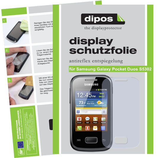 2x Schutzfolie matt für Galaxy Pocket Duos S5302 Samsung Display-Schutzfolie
