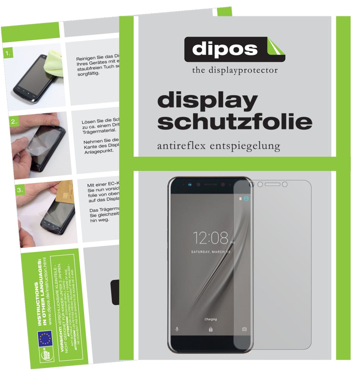 GomeK1 mit aufgebrachter dipos Displayschutzfolie, die lästige Fingerabdrücke minimiert