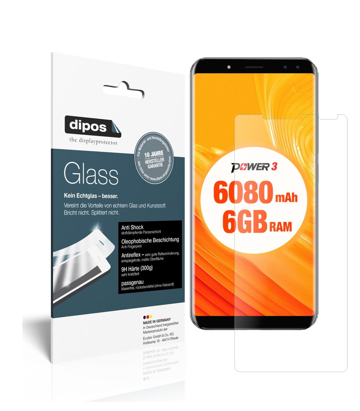 1x 9H Schutzfolie matt für Ulefone Power 3 Panzerfolie