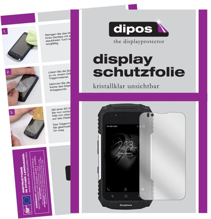 GuophoneV88 mit aufgebrachter dipos Displayschutzfolie, glasklare Darstellung ohne Einschränkungen