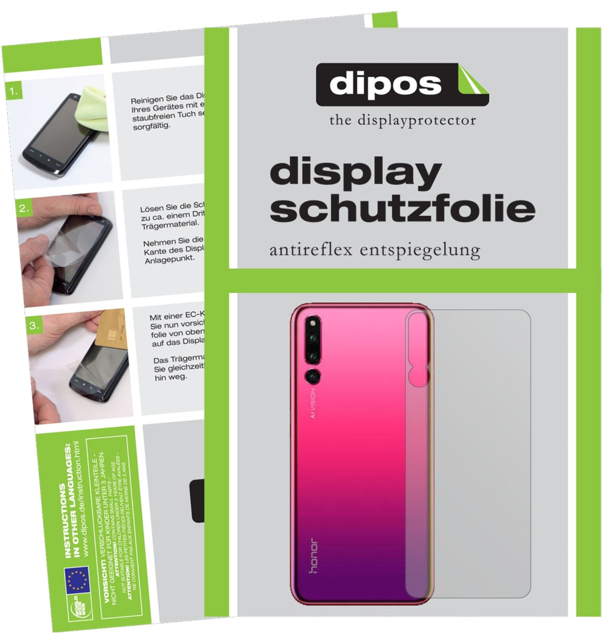 HonorMagic 2 Rückseite mit aufgebrachter dipos Displayschutzfolie, die lästige Fingerabdrücke minimiert