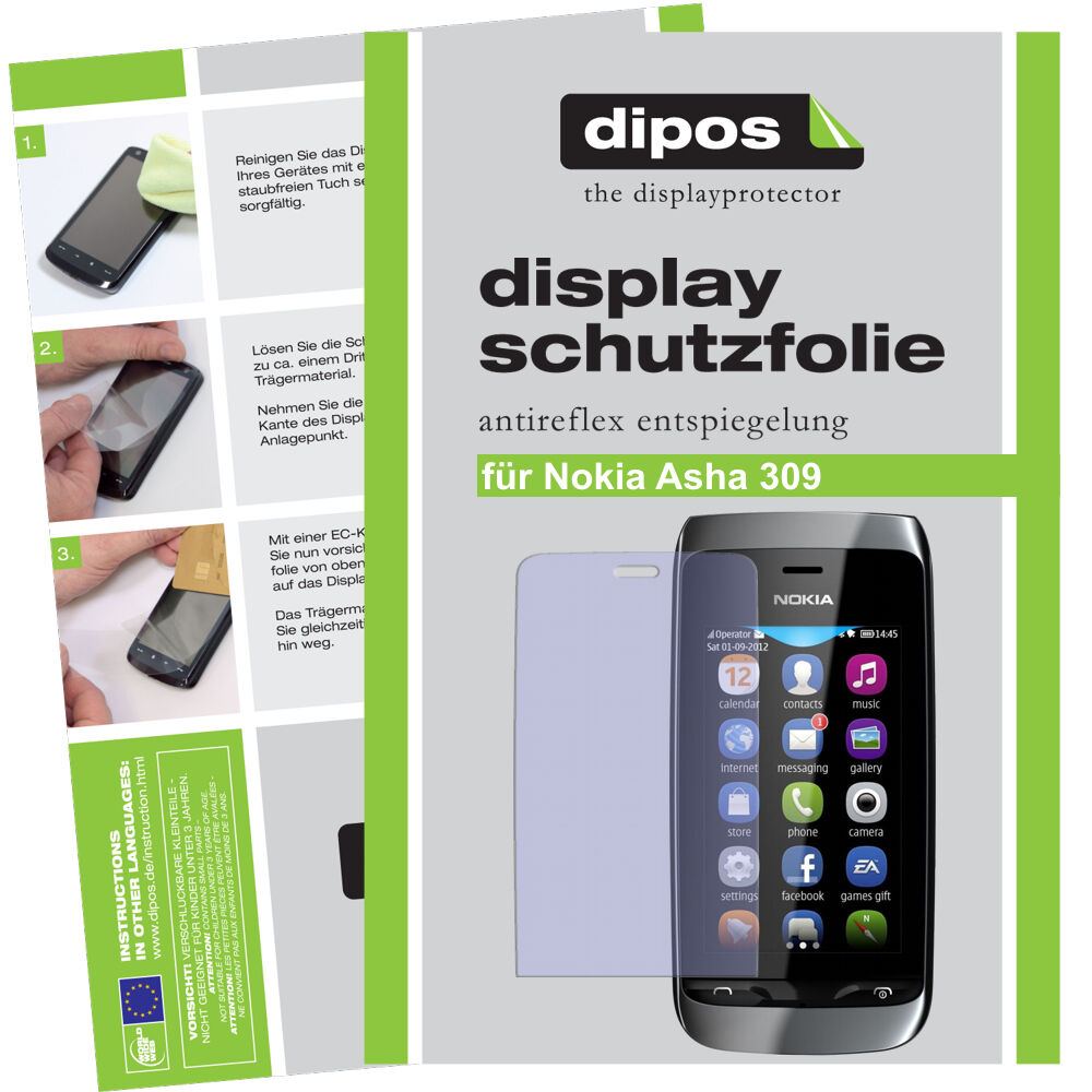 2x Schutzfolie matt für Asha 309 Nokia Display-Schutzfolie