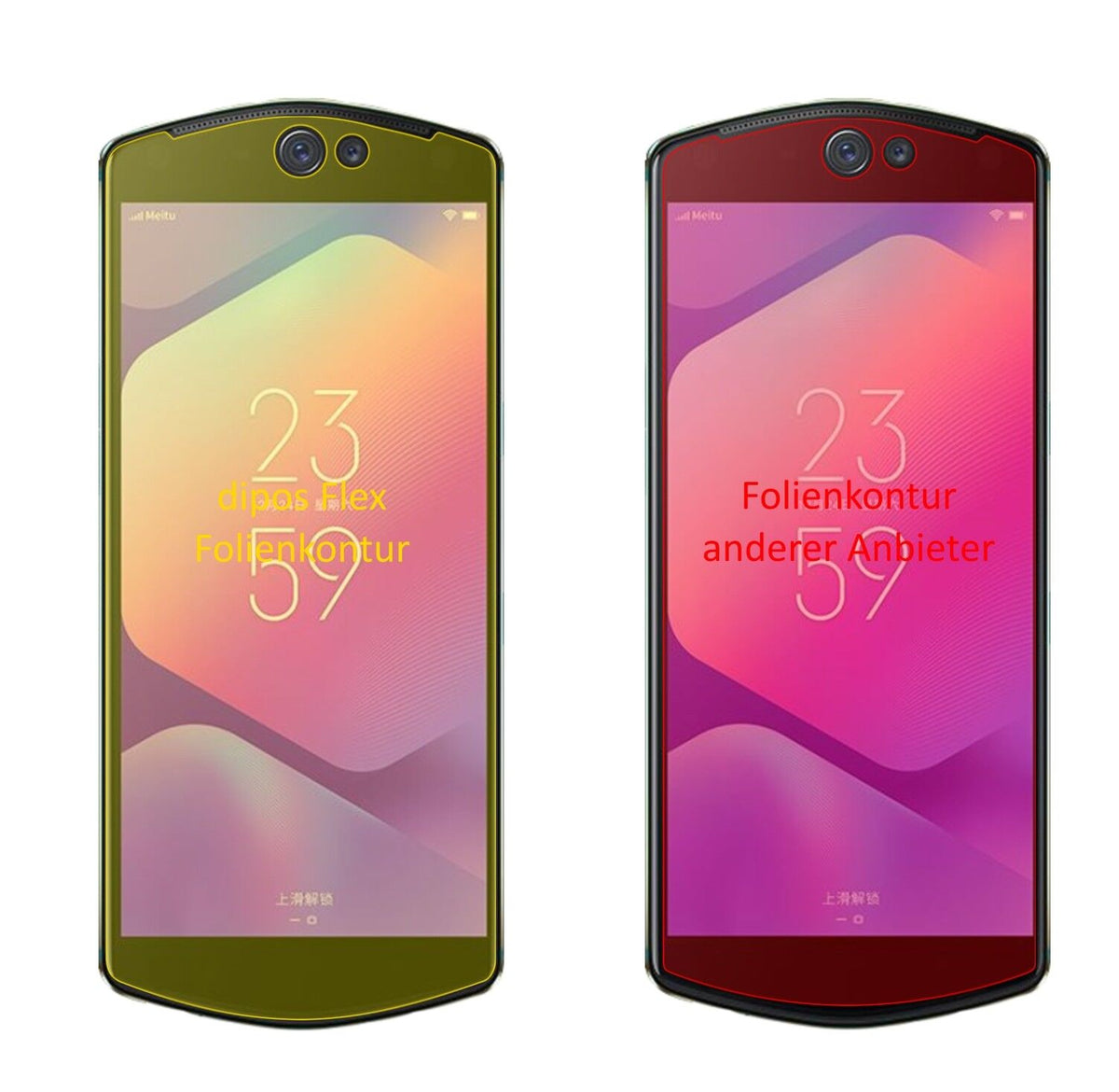 2x 3D Full Cover Schutzfolie für Meitu T9