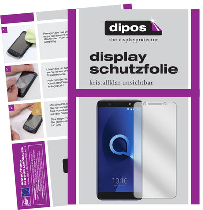 Alcatel3X mit aufgebrachter dipos Displayschutzfolie, glasklare Darstellung ohne Einschränkungen