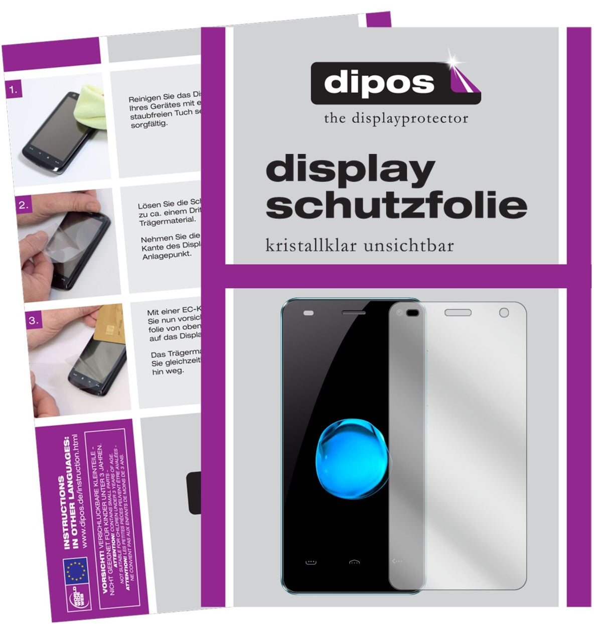 HOMTOMHT26 mit aufgebrachter dipos Displayschutzfolie, glasklare Darstellung ohne Einschränkungen