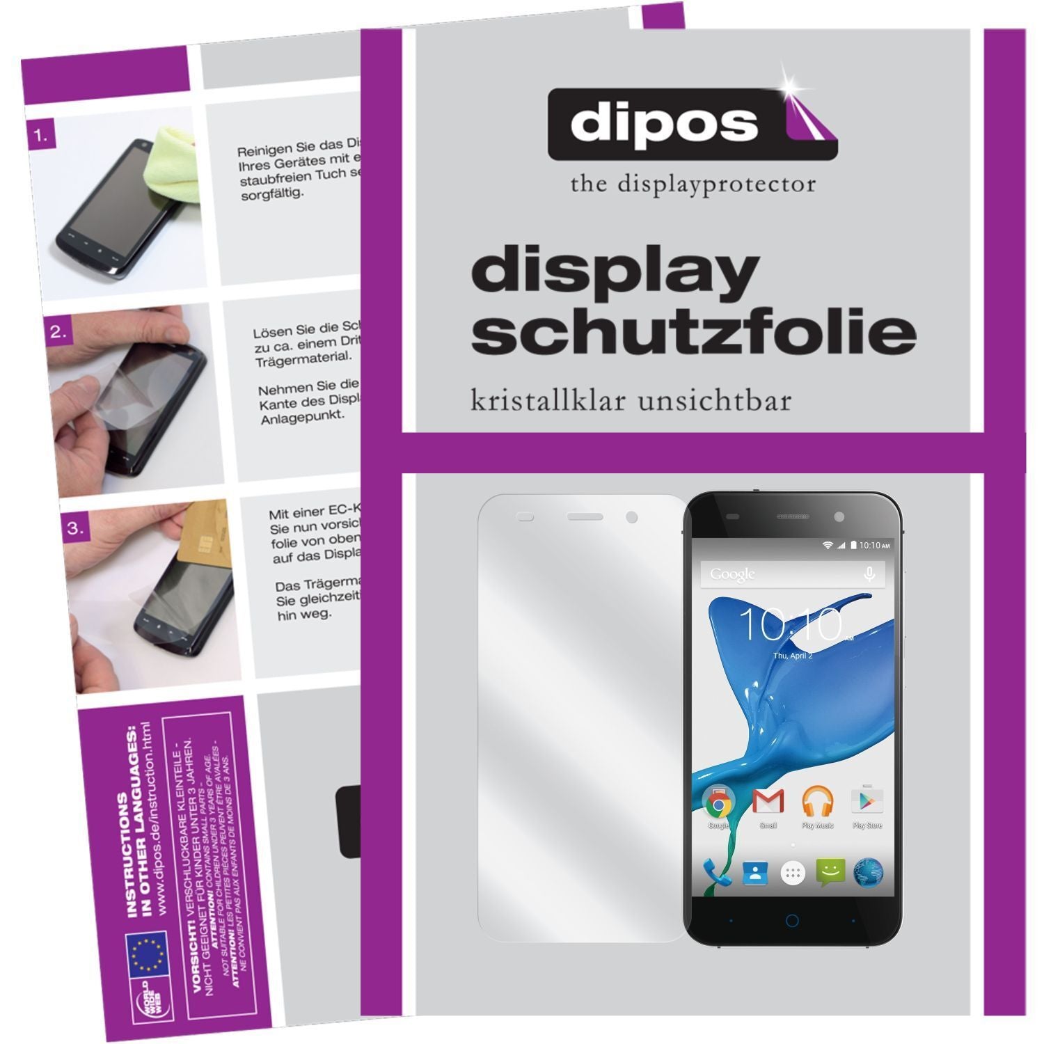 Klare Displayschutzfolie von dipos passend für Blade V6 ZTE, präziser Zuschnitt und blasenfrei montiert