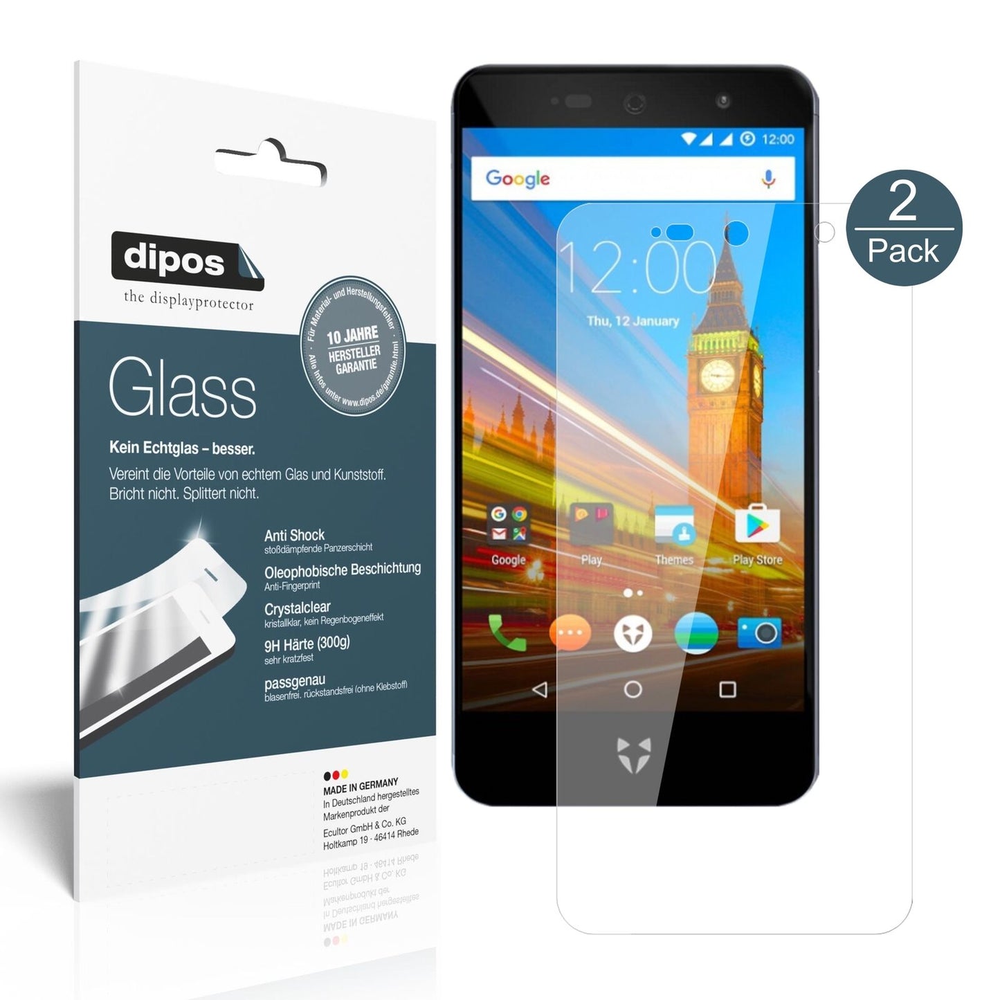 1x 9H Schutzfolie für Wileyfox Swift 2X Panzerfolie