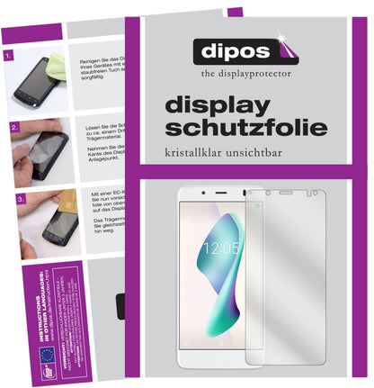 BQAquaris VS mit aufgebrachter dipos Displayschutzfolie, glasklare Darstellung ohne Einschränkungen