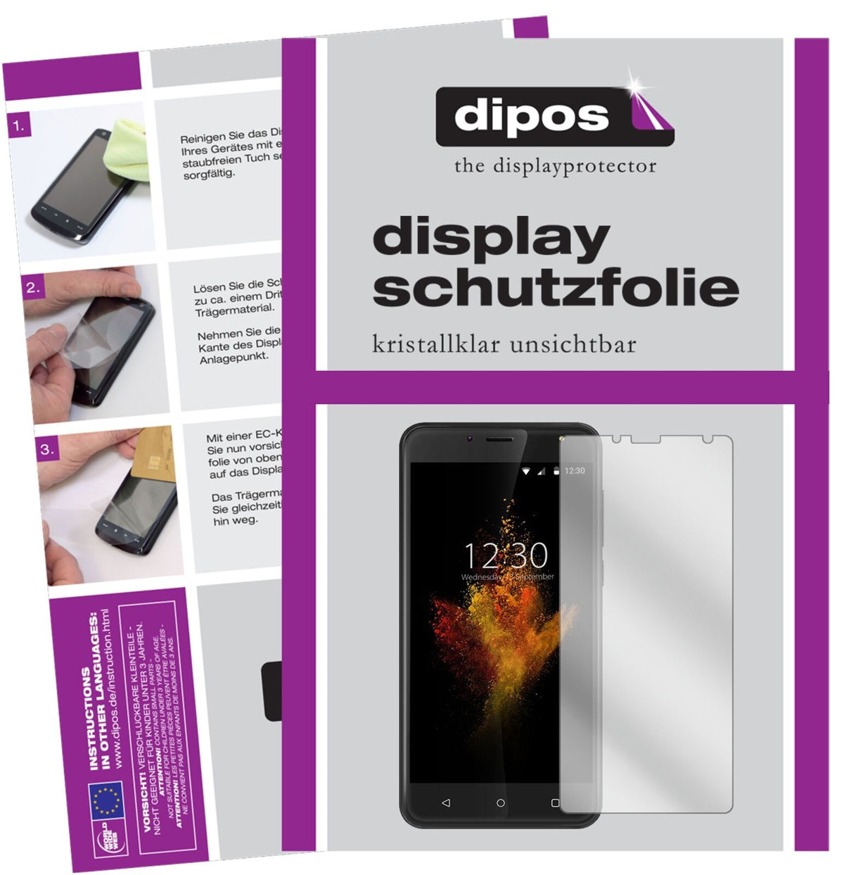 WieppoS6 Lite mit aufgebrachter dipos Displayschutzfolie, glasklare Darstellung ohne Einschränkungen