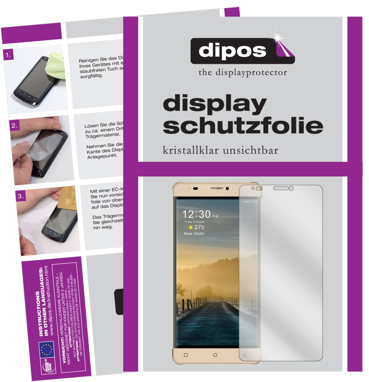 GooweelG9 mit aufgebrachter dipos Displayschutzfolie, glasklare Darstellung ohne Einschränkungen